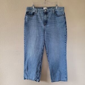Frame Le Jane Crop Jeans Womens Size 32 Blue Divine High Rise Straight Wide Euc